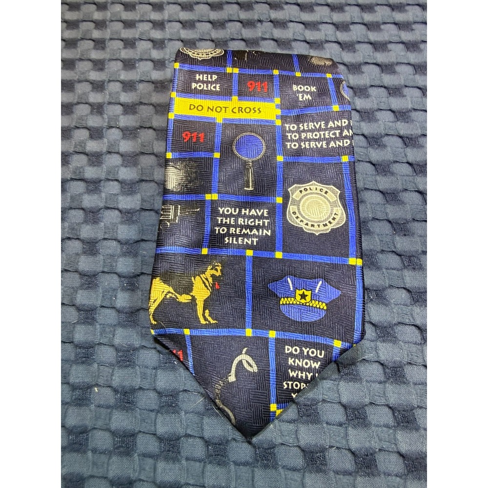 Ralph Marlin Law Enforcement Police Badge Costume Cop 911 Necktie 100% Silk